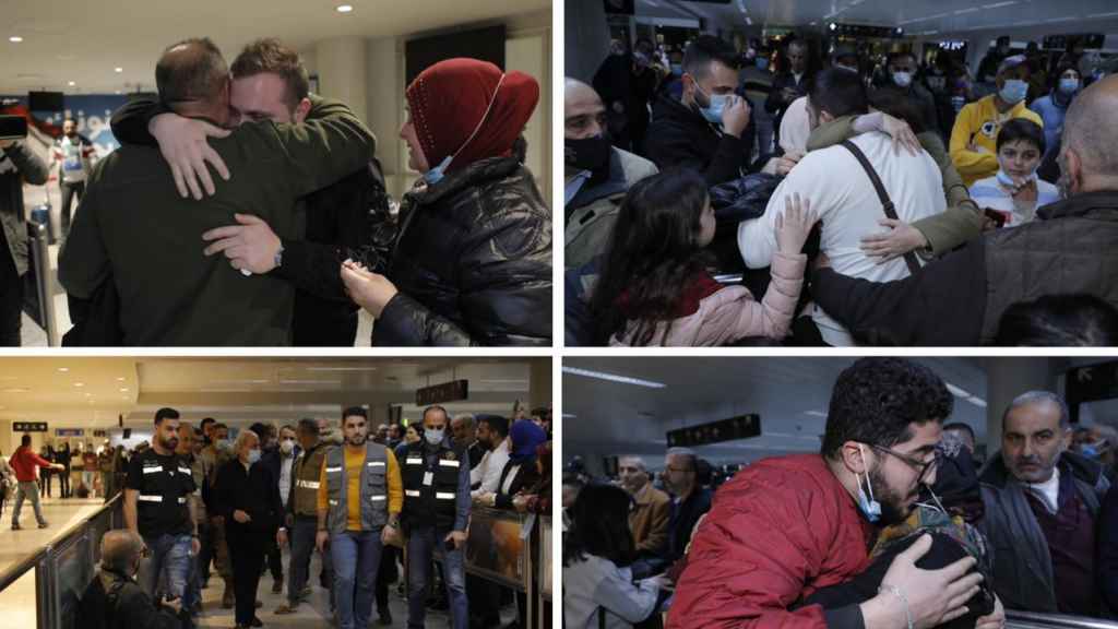 بالدموع... اهالي الطلاب اللبنانيين في أوكرانيا يستقبلون ابناءهم
