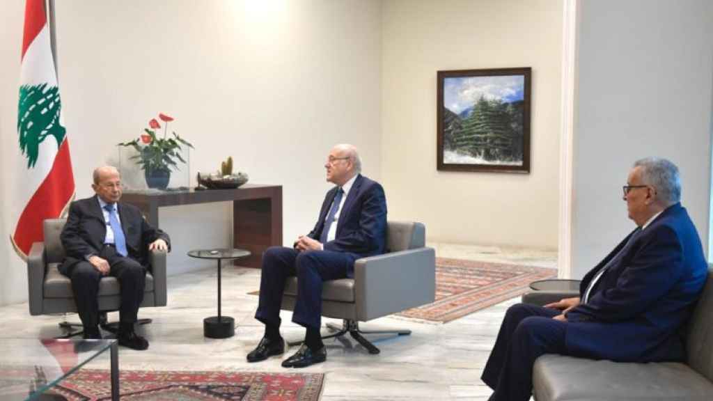 صور| ميقاتي من ‎بعبدا: تمَّ الإتفاق على البدء بمراحل التنقيب
