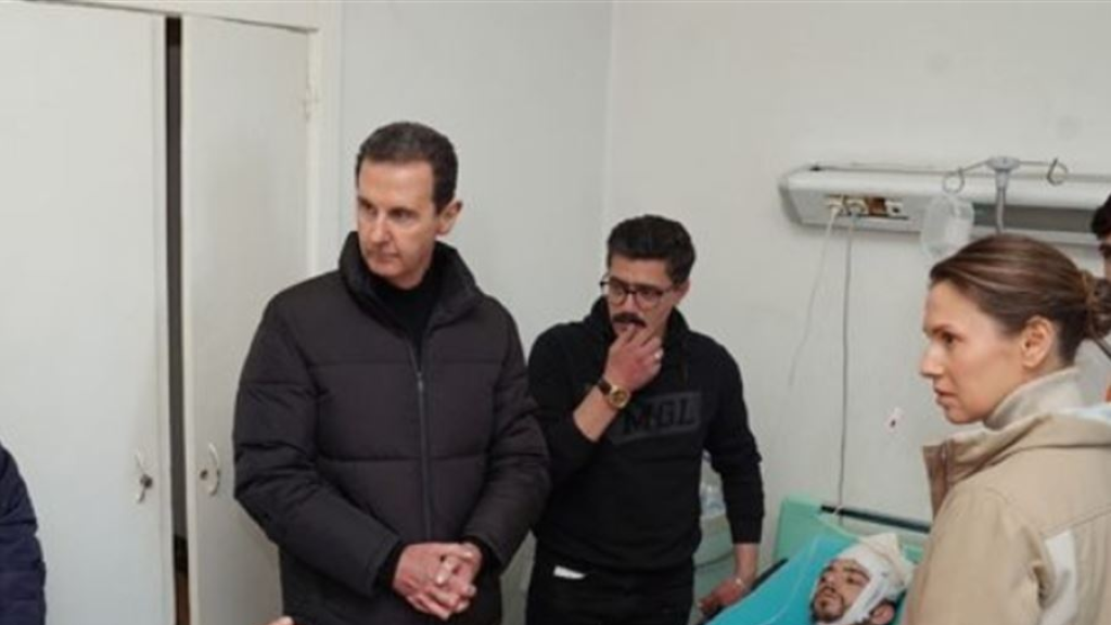 الرئيس السوري وعقيلته إطمأنا الى مصابي الزلزال وإطلعا على عمليات إزالة الانقاض في اللاذقية