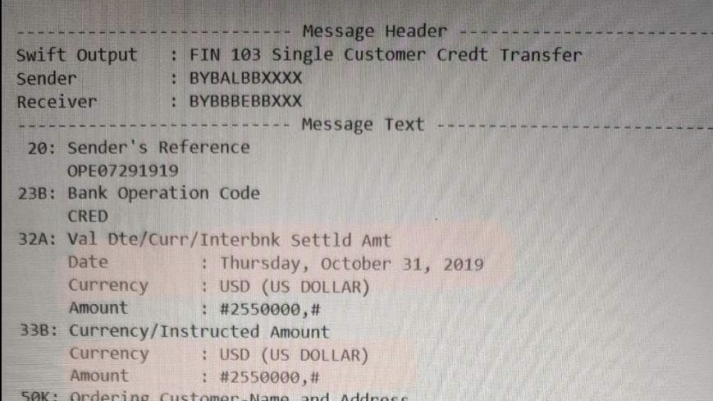 بالمستند: جمانا باسيل شلالا ابنة ‎فرنسوا باسيل رئيس مجلس ادارة مصرف بيبلوس قامت بتحويل مبلغ 2,550,000 دولار من حسابها الى بنك ‎بيبلوس اوروبا في ‎بلجيكا تاريخ 31/10/2019 اي بعد ‎الثورة وبعد ‎اغلاق المصارف أو بالأحرى تمنّع ‎المصارف لغاية اليوم عن ‎تحويل اي دولار لأي ‎مودع