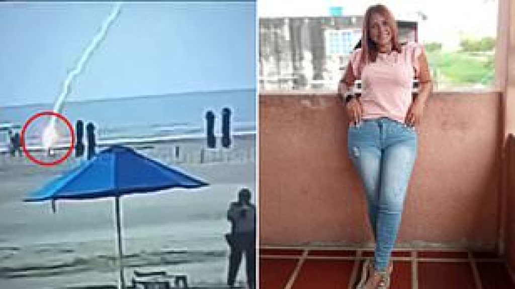 بالفيديو - صاعقة برق تقتل امرأة على شاطئ كولومبي
