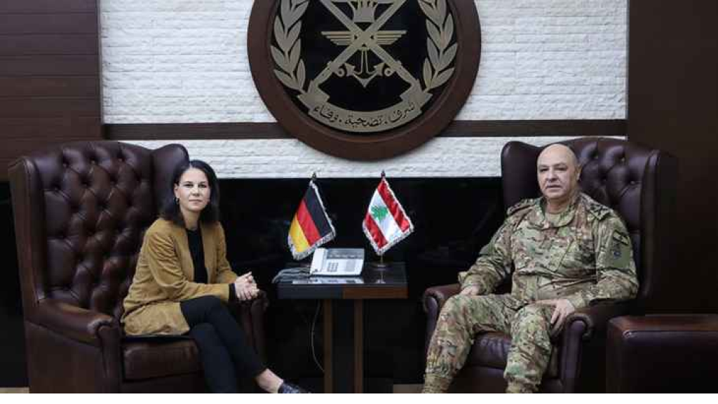 قائد الجيش بحث مع وزيرة خارجية ألمانيا التطورات على الحدود اللبنانية الجنوبية