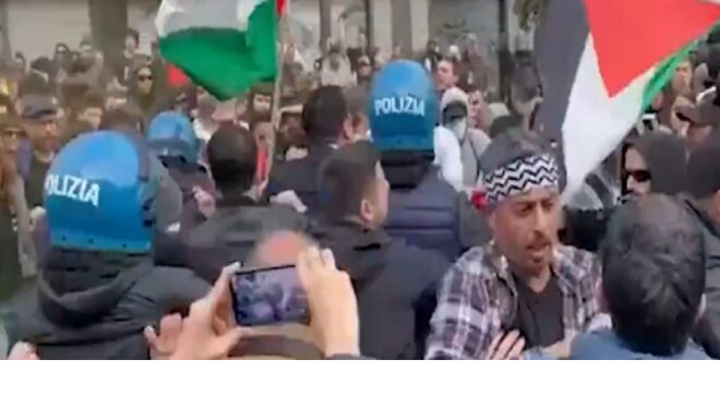 الشرطة الايطالية تقمع تظاهرة مؤيدة لفلسطين