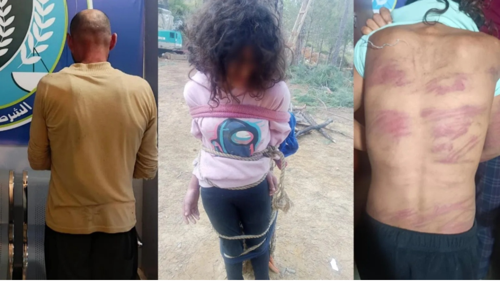 صورةٌ موجِعة: ربَطَ ابنته إلى جذع شجرة.. وعنّفَ زوجته وأولاده القصّر