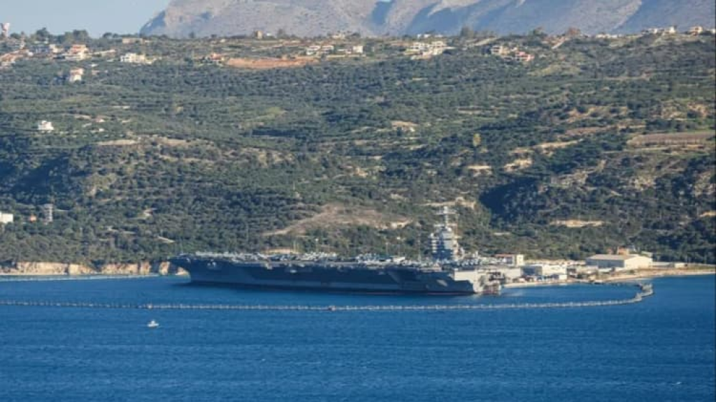 وصول أكبر حاملة طائرات في العالم إلى القاعدة الأميركية في كريت اليونانية