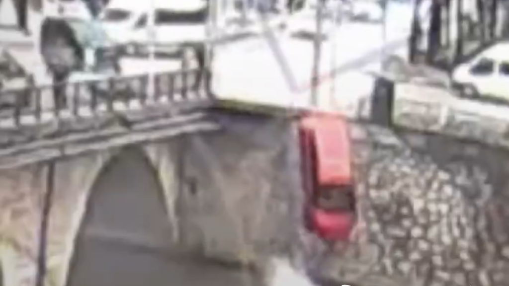 سقطت سيارتها في النهر فنجت ومن معها (فيديو)