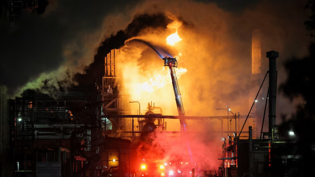 انفجار ضخم واندلاع حرائق في مصفاة نفط بولاية تكساس الأمريكية .. دون تأكيد حجم الأضرار (فيديو)