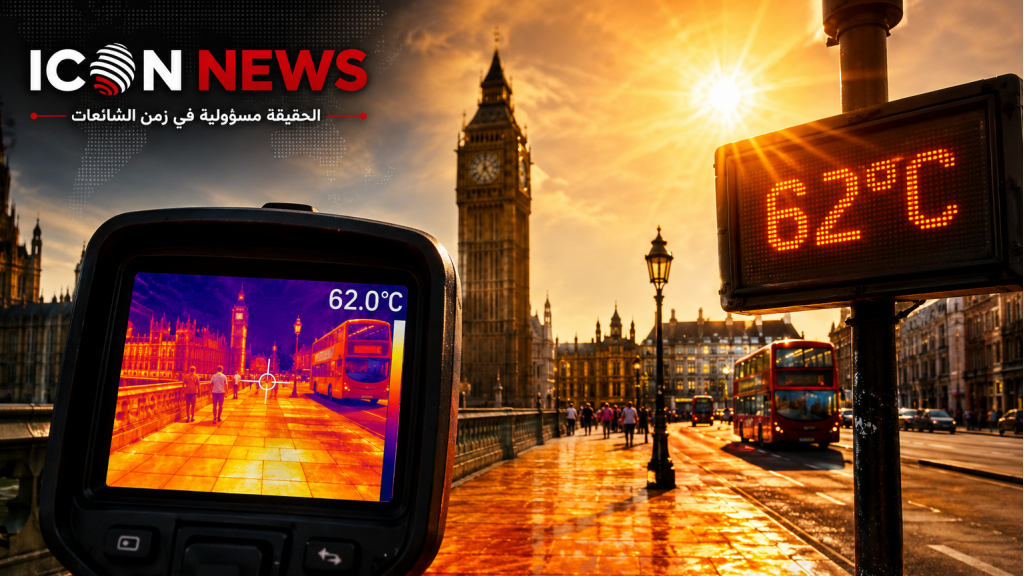بالفيديو..  كاميرات حرارية توثق أسطحاً تتجاوز 60° مئوية في لندن خلال موجة حر قياسية