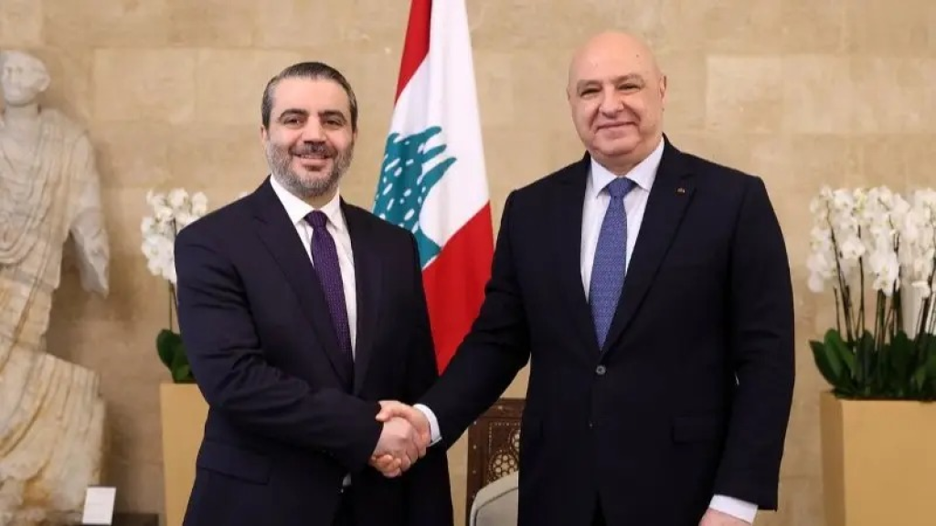 عون مستقبلاً الشيباني: لبنان متمسك بعلاقات اخوية مع سوريا